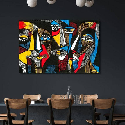 Abstract Geometric Faces: Picasso Inspired Art Print Wall Poster