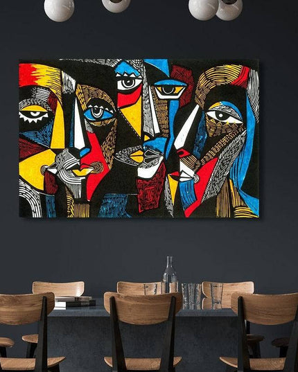 Abstract Geometric Faces: Picasso Inspired Art Print Wall Poster