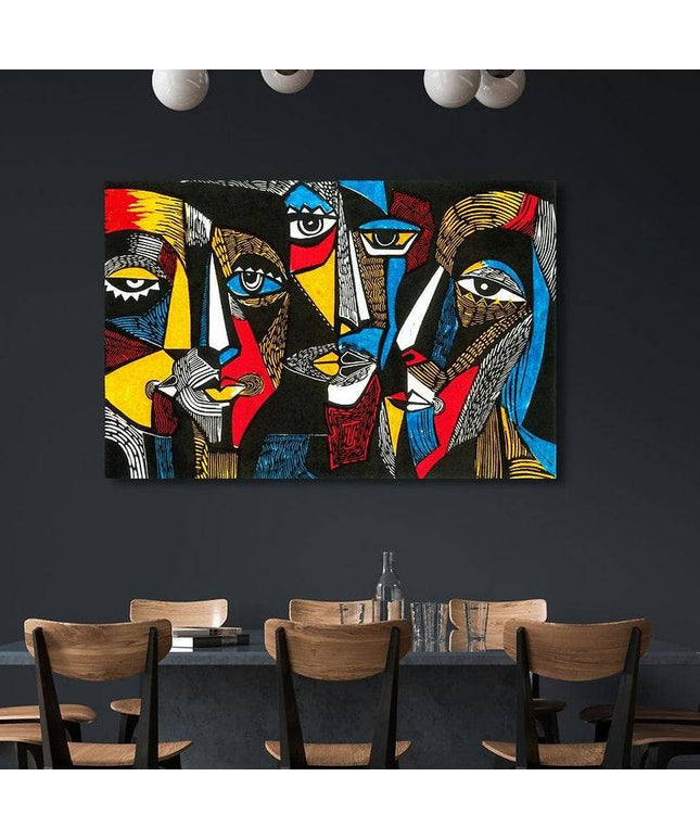 Abstract Geometric Faces: Picasso Inspired Art Print Wall Poster