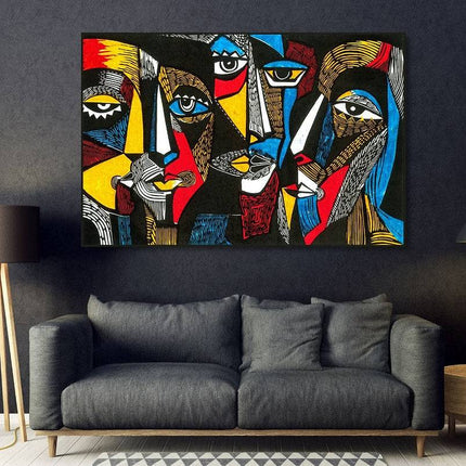 Abstract Geometric Faces: Picasso Inspired Art Print Wall Poster