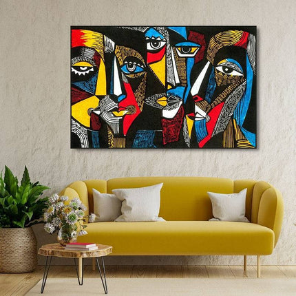 Abstract Geometric Faces: Picasso Inspired Art Print Wall Poster