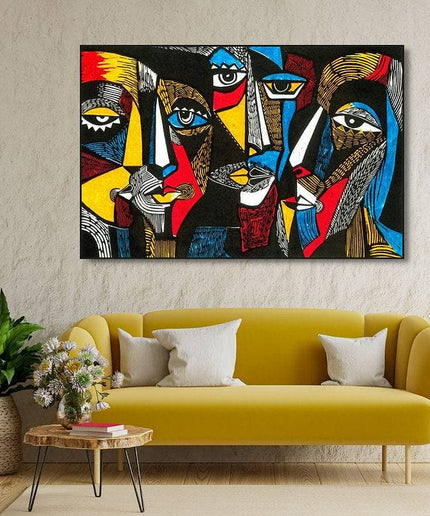 Abstract Geometric Faces: Picasso Inspired Art Print Wall Poster