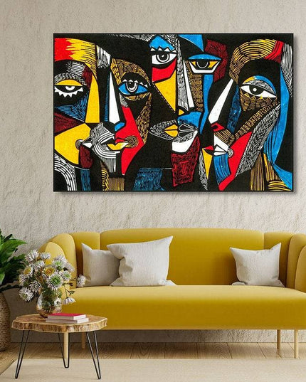 Abstract Geometric Faces: Picasso Inspired Art Print Wall Poster