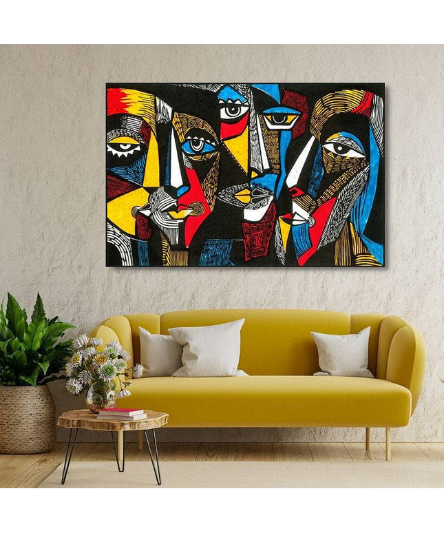Abstract Geometric Faces: Picasso Inspired Art Print Wall Poster