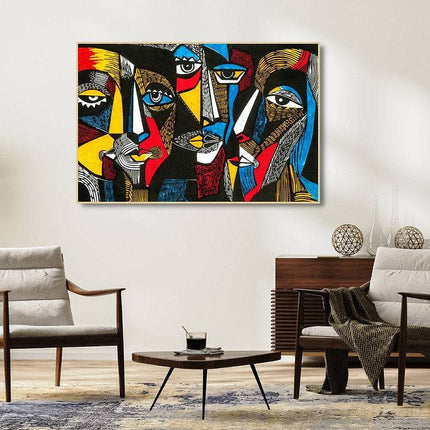 Abstract Geometric Faces: Picasso Inspired Art Print Wall Poster