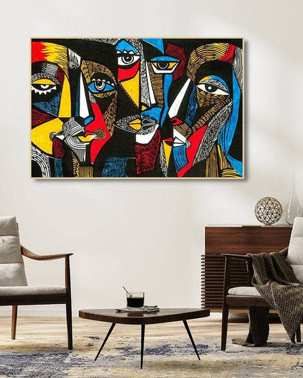 Abstract Geometric Faces: Picasso Inspired Art Print Wall Poster
