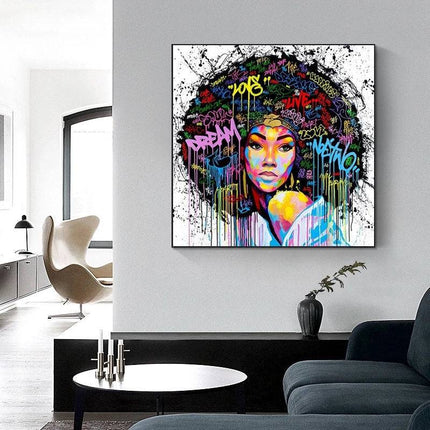 Afro Wonderland: Graffiti Art Canvas Print Wall Poster