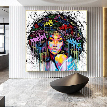 Afro Wonderland: Graffiti Art Canvas Print Wall Poster