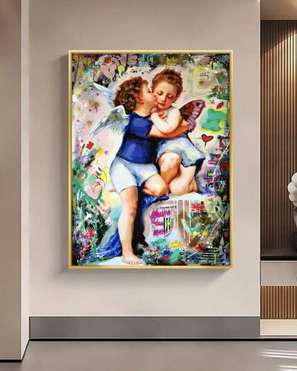 Angelic Affection: Young Love Canvas Print Poster Wall Poster