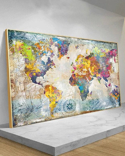 Artistic Global Connections: Modern Colorful World Map Canvas Print 