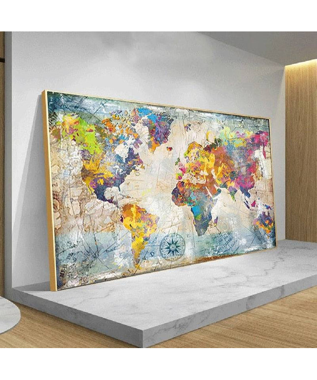 Artistic Global Connections: Modern Colorful World Map Canvas Print 