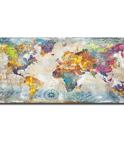Artistic Global Connections: Modern Colorful World Map Canvas Print 