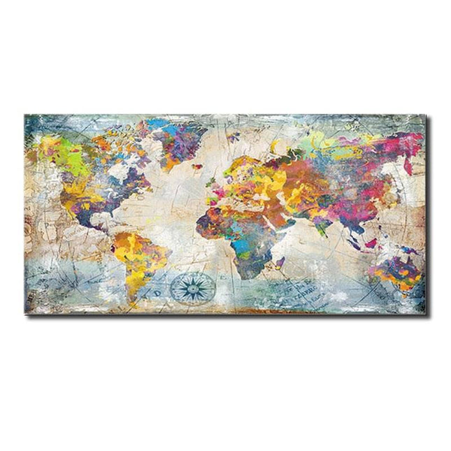 Artistic Global Connections: Modern Colorful World Map Canvas Print 