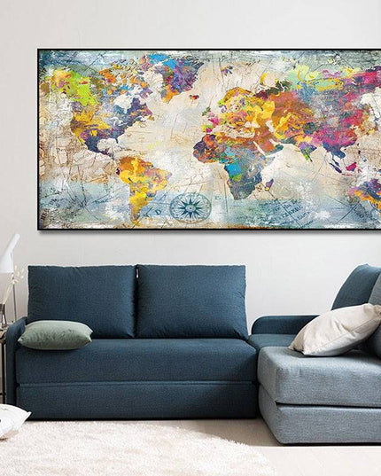 Artistic Global Connections: Modern Colorful World Map Canvas Print 