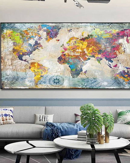 Artistic Global Connections: Modern Colorful World Map Canvas Print 