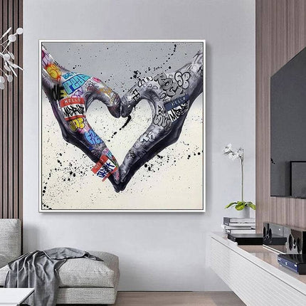 Artistic Love: Graffiti Hands of Heart Print Wall Poster