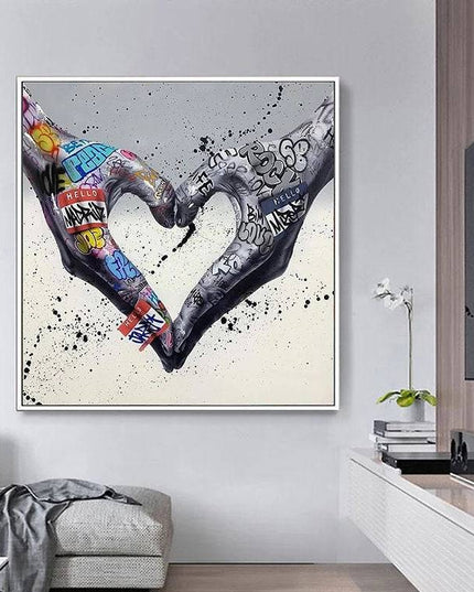 Artistic Love: Graffiti Hands of Heart Print Wall Poster