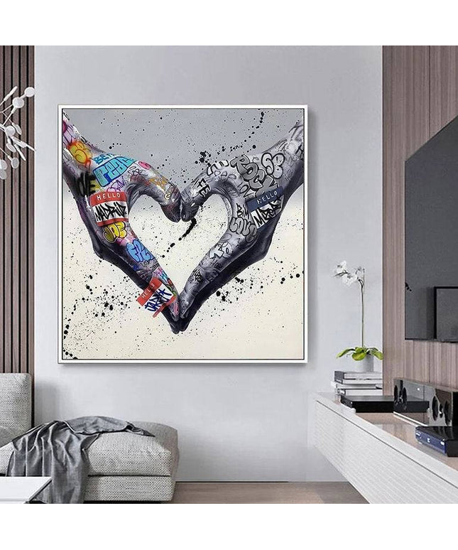 Artistic Love: Graffiti Hands of Heart Print Wall Poster