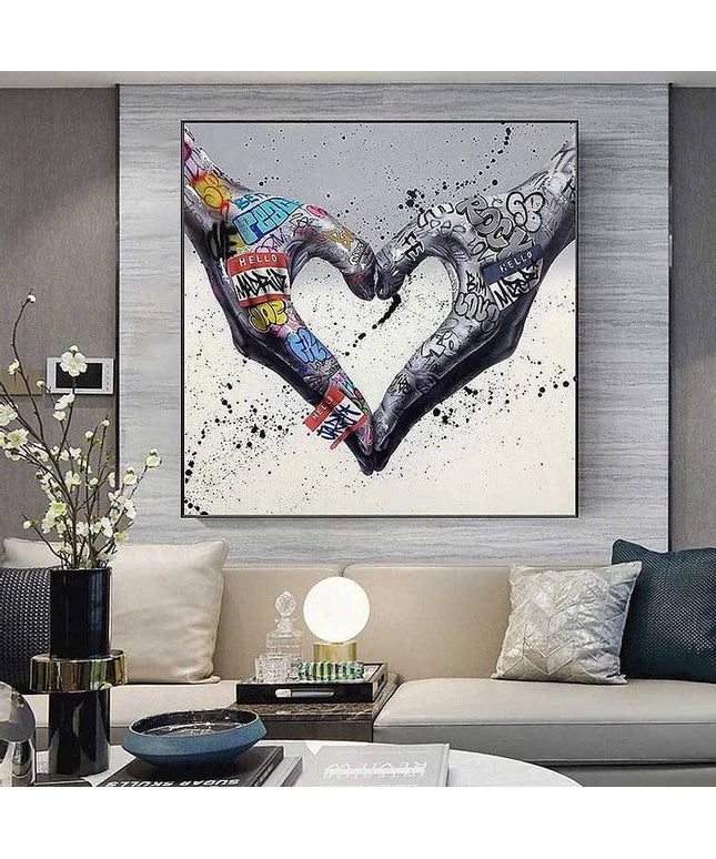 Artistic Love: Graffiti Hands of Heart Print Wall Poster