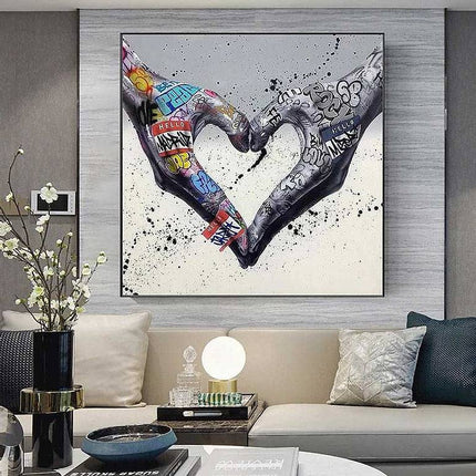 Artistic Love: Graffiti Hands of Heart Print Wall Poster