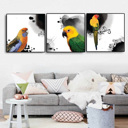 Avian Symphony: Abstract Watercolor Bird Canvas Poster 