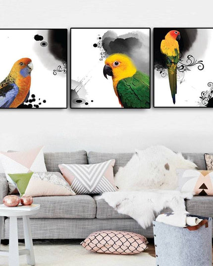 Avian Symphony: Abstract Watercolor Bird Canvas Poster 
