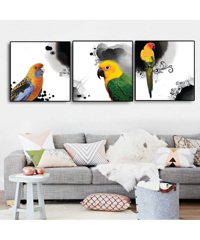 Avian Symphony: Abstract Watercolor Bird Canvas Poster 