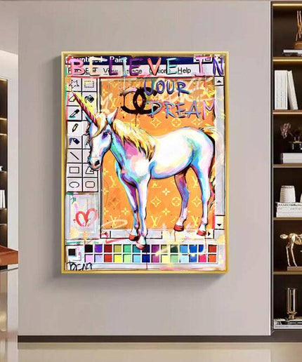 Believe in Your Dreams: Unicorn Creative Art Canvas Print Wall Poster