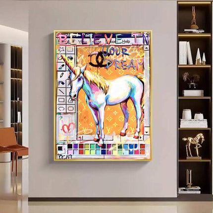 Believe in Your Dreams: Unicorn Creative Art Canvas Print Wall Poster