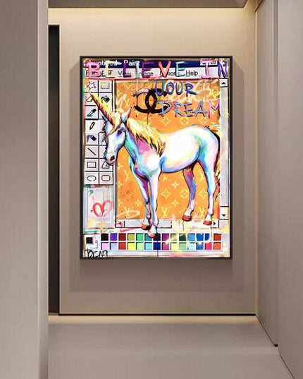 Believe in Your Dreams: Unicorn Creative Art Canvas Print Wall Poster