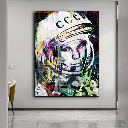 Beyond Earth: CCCP Astronaut in Space Canvas Print Wall Poster