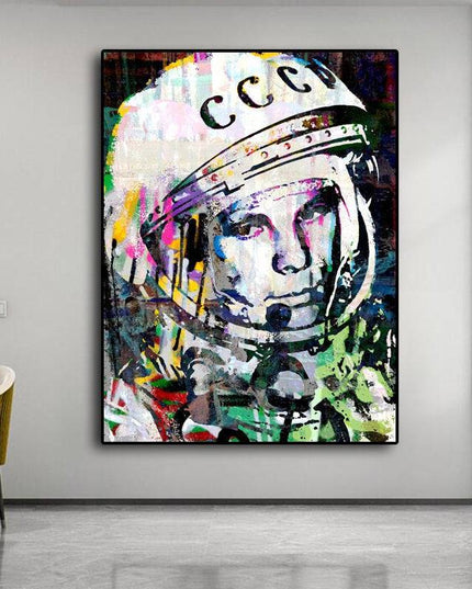 Beyond Earth: CCCP Astronaut in Space Canvas Print Wall Poster