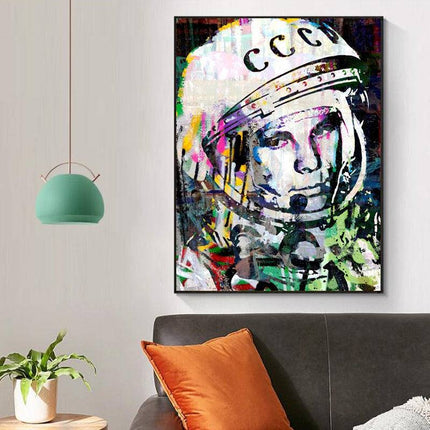 Beyond Earth: CCCP Astronaut in Space Canvas Print Wall Poster