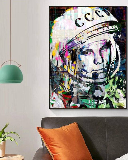 Beyond Earth: CCCP Astronaut in Space Canvas Print Wall Poster