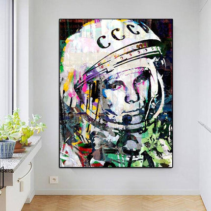 Beyond Earth: CCCP Astronaut in Space Canvas Print Wall Poster