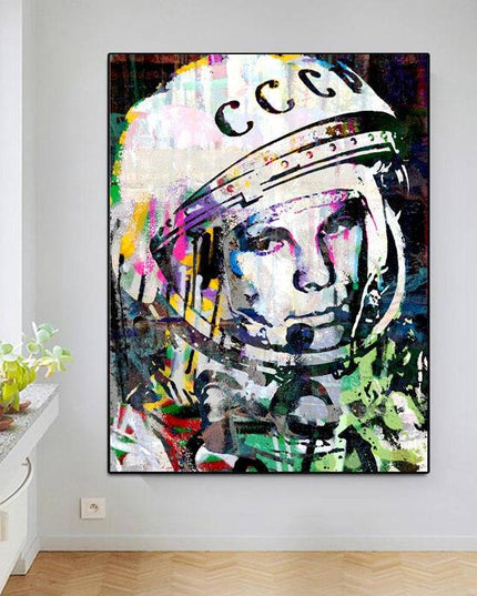 Beyond Earth: CCCP Astronaut in Space Canvas Print Wall Poster
