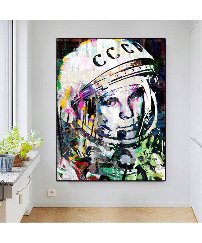 Beyond Earth: CCCP Astronaut in Space Canvas Print Wall Poster