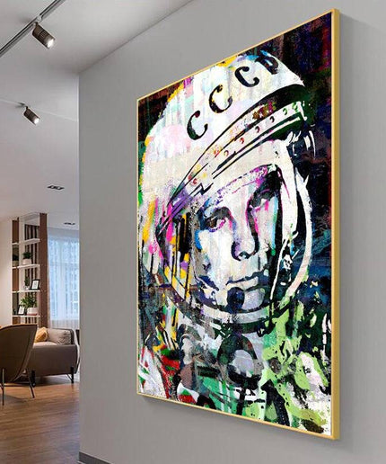 Beyond Earth: CCCP Astronaut in Space Canvas Print Wall Poster