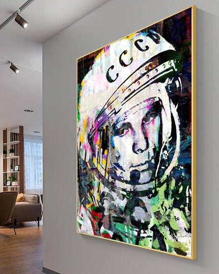 Beyond Earth: CCCP Astronaut in Space Canvas Print Wall Poster