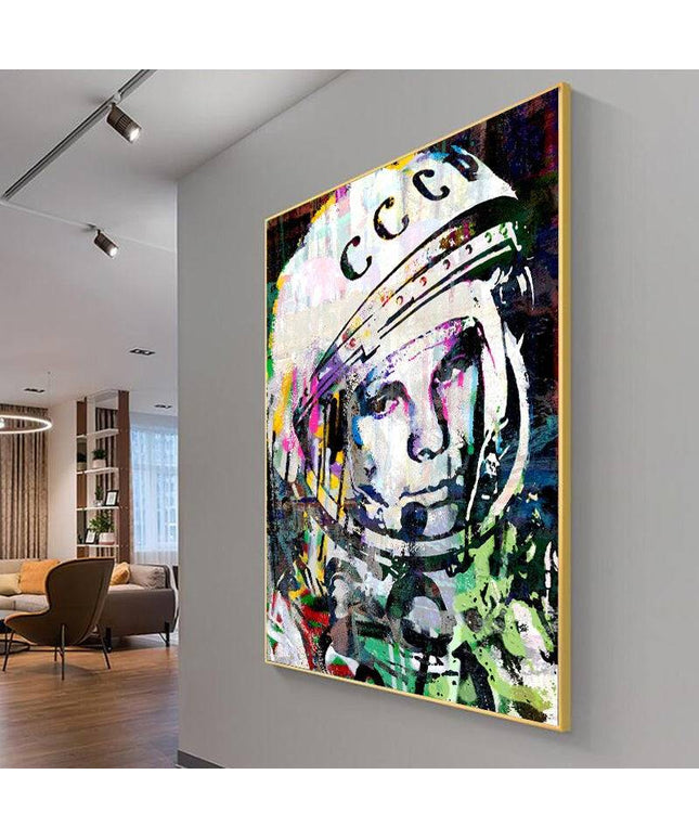 Beyond Earth: CCCP Astronaut in Space Canvas Print Wall Poster