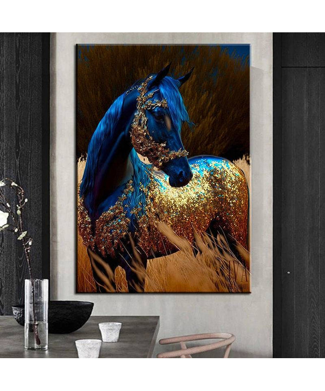 Blue Horse Wall Poster
