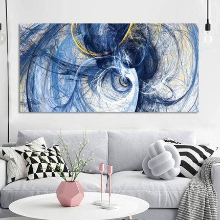 Blue Illusion: Abstract Art Canvas Print Wall Poster