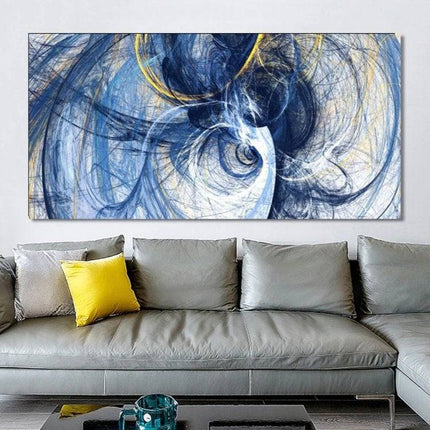 Blue Illusion: Abstract Art Canvas Print Wall Poster