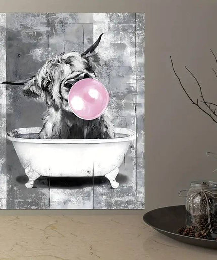 Bubble Gum Cow Wall Poster