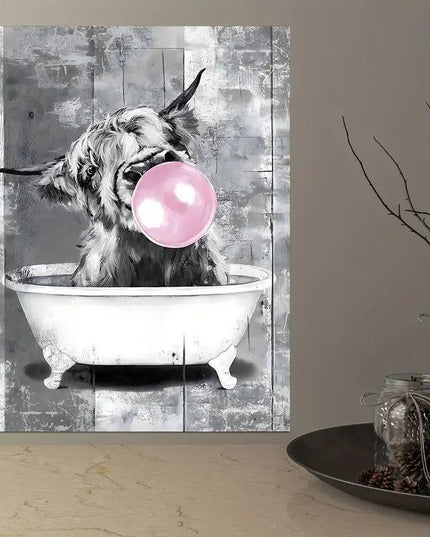 Bubble Gum Cow Wall Poster
