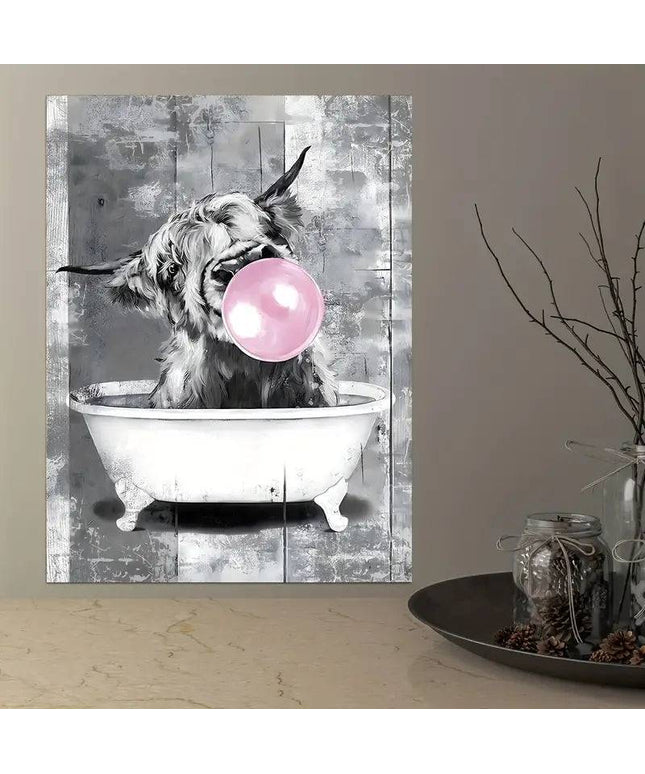 Bubble Gum Cow Wall Poster