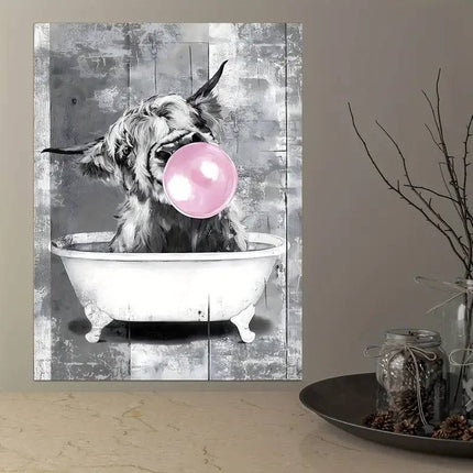 Bubble Gum Cow Wall Poster