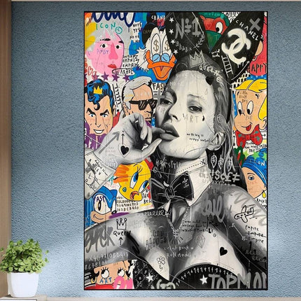 Bunny Kate Moss - Fashion Model Graffiti Pop Art Canvas Poster Wall Poster