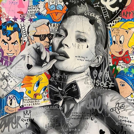 Bunny Kate Moss - Fashion Model Graffiti Pop Art Canvas Poster Wall Poster