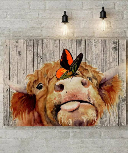Butterfly Cow Wall Poster